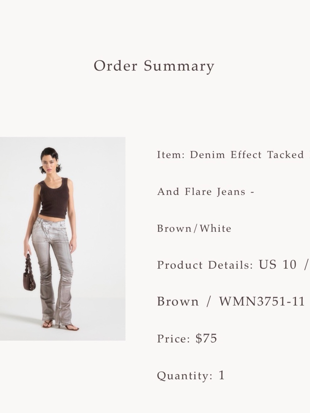 Maniere De Voir Metallic Taupe Flare Trousers - Picture 2 of 2